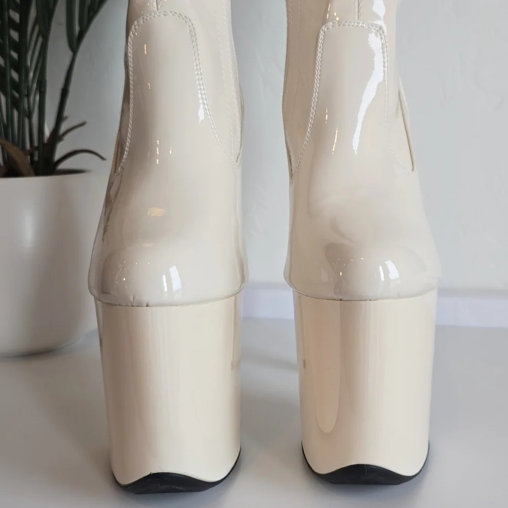 NWOB Hella Heels No Angel Corset Lace Thigh High Boot 8" Heel Protectors READ - Picture 6 of 13